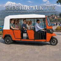 Tuk-Tuk Électrique Fermé Haute Confort et Haute Stabilité, Tricycle Rickshaw 6 Passagers, Transport 3 Roues 72V