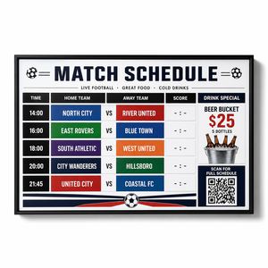 Caja de Luz LED Magnética Personalizada con Horarios de Partidos de Fútbol para Bares Deportivos, Zonas de Aficionados, Pubs, Tablero de Horarios de Torneos de Fútbol - Product Image 1