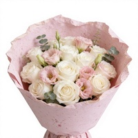 Papier d'emballage pour fleurs fait main YZ Wholesale, imperméable, recouvert de résine, motif rétro en pétales, pour emballages cadeaux floraux