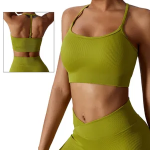 Women's Workout Sports Bras Fitness Backless Padded Low Impact Bra Yoga Crop Tank Top Running Gym Activewear