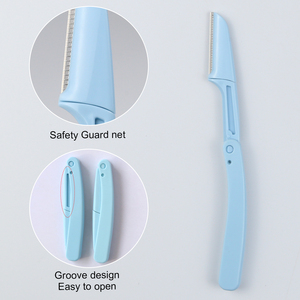 Nuevo Kit plegable de 3 uds, recortador de vello Facial de acero inoxidable, afeitadora portátil, maquinilla de afeitar, juego de maquinilla de afeitar para cejas para mujer - Product Image 2