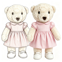 Adorable Ours en Peluche Crème avec Robe Courte Élégante – Jouet en Peluche Charmant