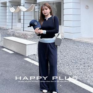 Suéter de Punto Azul Marino para Mujer Talla Grande Runqi con Diseño de Empalmes N9412, Grosor Medio, Material de Poliéster - Product Image 2