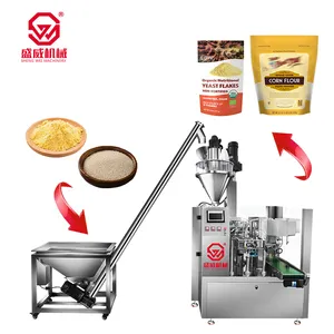 Custom Automatic Rotary Doypack Premade Stand Up Spout Pouch Zipper Bag Instant Dry Yeast Maize Flour Powder Packing Machine