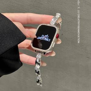 <span class=keywords><strong>Bracelet</strong></span> <span class=keywords><strong>de</strong></span> Montre <span class=keywords><strong>Haut</strong></span> <span class=keywords><strong>de</strong></span> <span class=keywords><strong>Gamme</strong></span> Polyvalent pour Femme, Luxe Léger avec Diamants, pour <span class=keywords><strong>Apple</strong></span> <span class=keywords><strong>Watch</strong></span> Séries 8/9/10, Respirant - Product Image 2