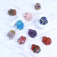 Livraison rapide énergie de guérison naturelle hibou ornement mignon résine cristal gravier puces pour Souvenir et cadeau décoration