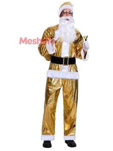 Ensemble de costume de Père Noël en polyester, comprenant un chapeau, une barbe, des gants, une ceinture, adapté aux hommes, idéal pour les fêtes de Noël et - Product Image 1