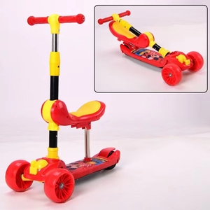 Trottinette à 3 roues pour enfants avec siège, trottinette pliable à hauteur réglable pour tout-petits de 3 à 12 ans, trottinette sécurisée pour débutants avec roues lumineuses - Product Image 3