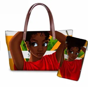 कस्टम पैटर्न महिलाओं के हैंडबैग अफ्रीकी लड़कियों काले कला एफ्रो हैंडबैग कंधे देवियों बड़े क्षमता Totes बैग महिलाओं के लिए लक्जरी