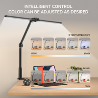 Lampe de bureau LED en métal pour la maison et le bureau, 22W, 1000LM, lumière à intensité variable, noire |   Éclairage double focalisé à large portée