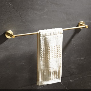 Barre porte-serviettes simple en acier inoxydable doré, accessoire de salle de bain - Product Image 1