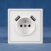 Prise murale française standard européenne avec double chargeur USB de type A, panneau ignifuge PC 80*80, design moderne de grande taille