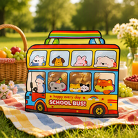 Sac refermable personnalisé en forme de bus, imprimé dessin animé mignon, pour collations d'enfants, biscuits, bonbons, emballage cadeau de fête