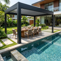 Pergola motorisée à toit à lamelles en aluminium, murale, 3x4m, imperméable, pour jardin extérieur, patio, gazebo, auvent 10x13ft