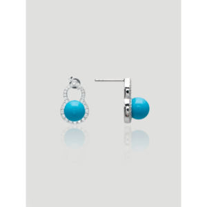 Pendientes de Botón de Lujo con Incrustaciones de Plata 925 y Baño de Rodio, Diseño de Calabaza Turquesa con Diamantes Completos, Tadamome - Product Image 1