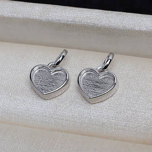 S925 Silver Tire <b>Small</b> Heart Shaped Flat Bottom Pendant DIY Pearl Jewelry Accessories Empty <b>Tray</b> 4059 - Product Image 2