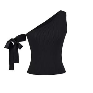 เสื้อแขนกุดผู้หญิงผ้าโพลีเอสเตอร์ระบายอากาศดี แต่งเชือกผูก ดีไซน์ผ่าข้าง ลายเรียบ - Product Image 4