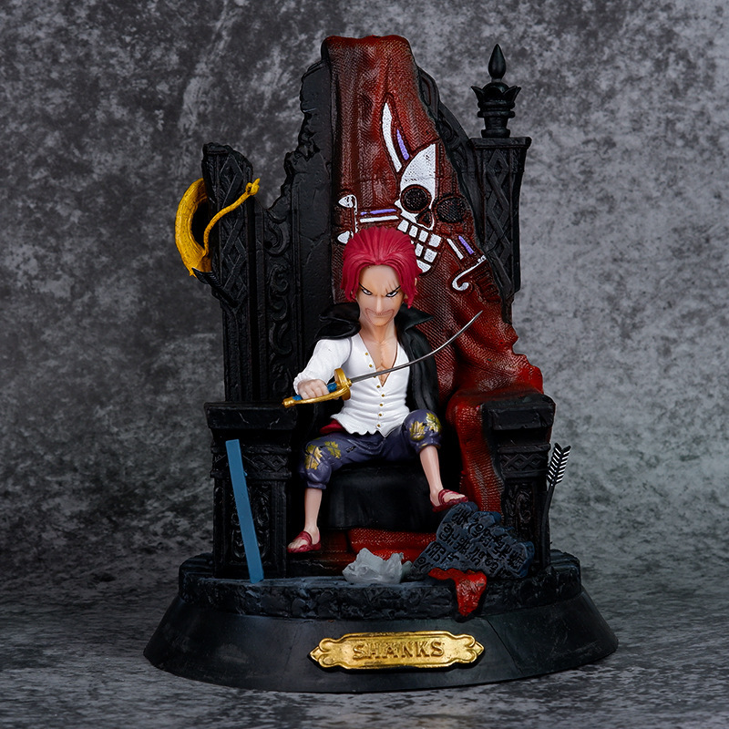 GK 4 キングビースト カート 赤髪のシャンおばさん 玉座に座る ワンピースのフィギュアは、おもちゃの王座の赤い髪が24 cmで飾られています。