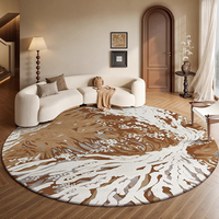 Tapis rond moderne fait main en boucle tuftée, écologique, antidérapant, pour salon, couleur vert et bleu