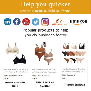 Conjuntos de lencería sin costuras con bralettes sin aros, tirantes ajustables, estampado, copa 3/4, sujetador deportivo con cuello en V y bragas para mujer - Product Image 4