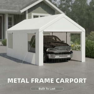 Abri de voiture moderne en métal avec cadre en acier PVC pour usage extérieur, imperméable, résistant aux intempéries, pour voiture et entrepôt, <span class=keywords><strong>bois</strong></span> naturel traité sous pression - Product Image 4