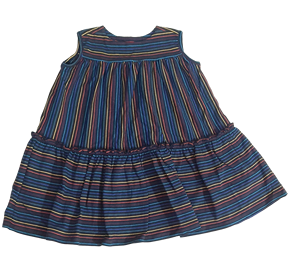 Vestido de Melody con rayas múltiples, orgánico y respetuoso con el medio ambiente, conjuntos de ropa ligera para niñas, tela de algodón orgánico - Product Image 2