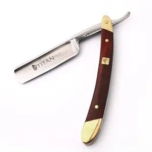 Japan Steel Straight Razor Men Shaving Titan Razors Wood Handle Barber Copper Manual Shaver Classic Scraper