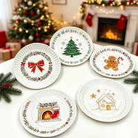 Assiette en mélamine dorée pour Noël, design à bords plissés, assiette de service pour biscuits pour les fêtes saisonnières
