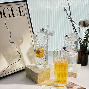 High Appearance Level clear Coffee Ice American <strong>Latte</strong> <strong>Glass</strong> Large Capacity with Lid Straw Cup Office Water Cup - Product Image 6