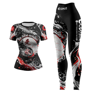 고품질 성인 여성용 MMA 래쉬가드 반바지 & 레깅스 BJJ 그래플링 세트 자외선 차단 UPF50 스판덱스/나일론 소재 - Product Image 6