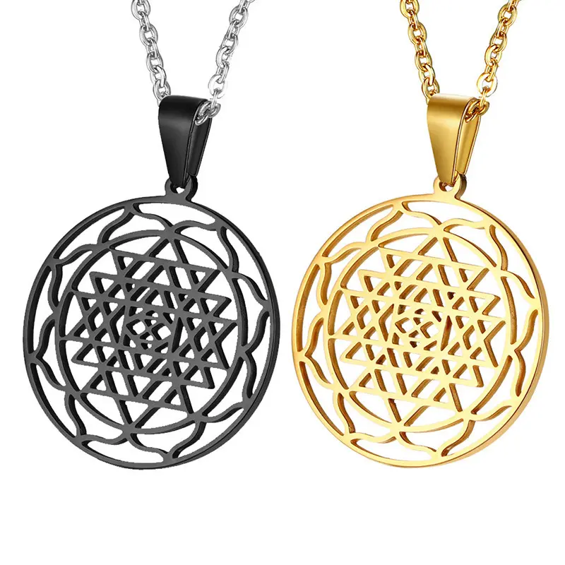 Sri Yantra Necklace Yoga Spiritual Charm Jewelry Talisman Pendant For Women Girls Sacred Geometry Merchandise Necklace