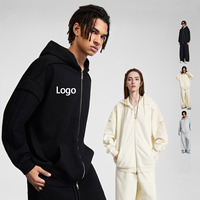 Ensemble de survêtement Doven de luxe de haute qualité 450 g/m² en coton, coupe oversize, avec sweat à capuche zippé double couche personnalisé pour homme