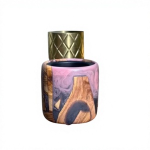 Quemador Mabkhara de madera hecho a mano de lujo con diseño personalizado y logotipo epoxi Bukhoor para uso religioso para regalar - Product Image 1