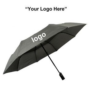 Parapluie publicitaire pliant en 3 sections, double couche, entièrement automatique, 8 baleines, poignée en plastique, protection solaire, fourni directement par l'usine - Product Image 3
