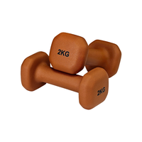Haltères hexagonaux colorés marron 2 kg en néoprène pour la musculation à domicile et l'entraînement de force