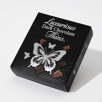 Boîte Cadeau de Fines Feuilles de Chocolat Noir Personnalisées Sans Sucre, 80% et 100% Cacao