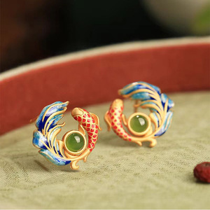 Boucles D'oreilles Fantaisie Vintage Style Rétro - État Correct