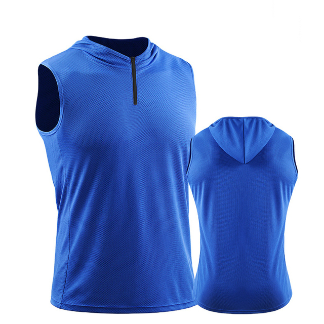 Оптовая продажа, Высококачественная Полиэстеровая сетка, дышащая быстросохнущая тренировочная молния, мужская спортивная однотонная уличная толстовка, майки на заказ