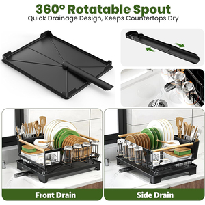 Estante organizador <span class=keywords><strong>de</strong></span> lujo para cocina, escurreplatos, soporte para jabón <span class=keywords><strong>y</strong></span> cepillos, con <span class=keywords><strong>escurridor</strong></span> <span class=keywords><strong>y</strong></span> bandeja <span class=keywords><strong>de</strong></span> drenaje - Product Image 3