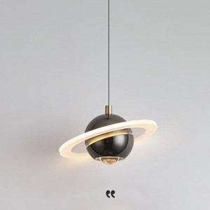 Lampe suspendue de style Saturne, ronde, E27, lampe à économie d'énergie, commande par interrupteur, pour chambre à coucher, salon - Product Image 2