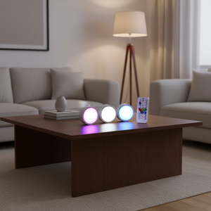 Modern RGB LED Puck <b>Lights</b> Remote Control Battery Operated Dimmable Easy Installation up Shade Wall-Mounted for <b>Cabinet</b> 3pack - Product Image 4