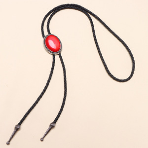 Men's Bolo Tie Black <b>Braided</b> Leather Oval Turquoise Pendant Western Style Casual <b>Accessory</b> - Product Image 6