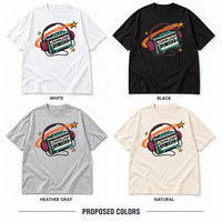 T-shirts d'été pour hommes en coton blanc vintage à motif cassette, coupe oversize, style streetwear et gym, à manches courtes, marque privée