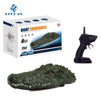 Barco de juguete con Control remoto para niños, barco de juguete con simulación de agua flotante de 2,4 GHz, 10 KM/H, cabeza de cocodrilo, 2 en 1