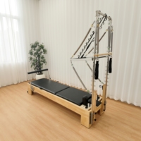 Reformer de Pilates Profesional de Grado Comercial, Semi-Elevado, de Roble, Equipo de Fitness Multifuncional y Duradero