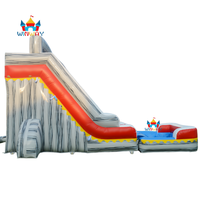 Toboggan aquatique gonflable direct usine avec piscine amovible, design gris marbré, aires de jeux aquatiques pour enfants pour l'été et les loisirs en plein air