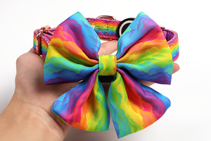 Migliore moda Custom arcobaleno Logo colorato modello poliestere di lusso Pet cane collo papillon per collare - Product Image 2