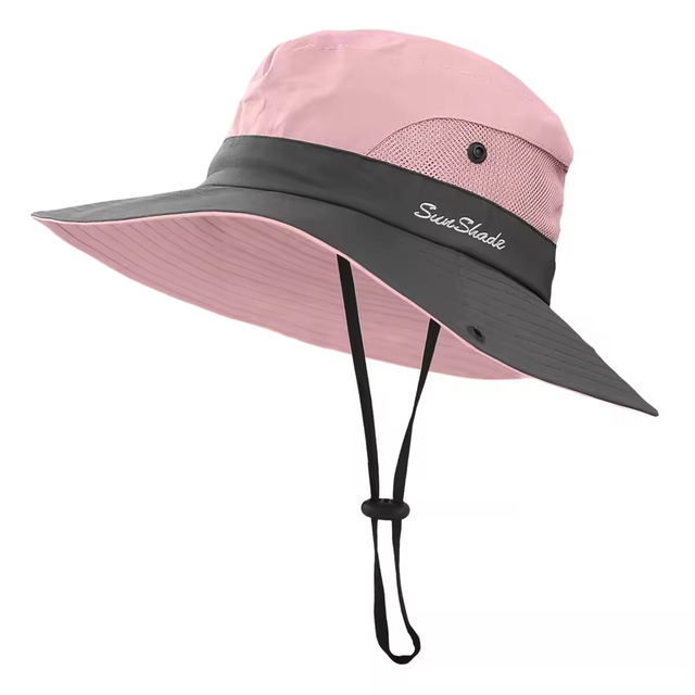 Foldable Quick Drying UPF 50 Wide Brim Embroidery Fisherman Sun Hat Custom Outdoor Fishing Sports Golf Running Bucket Hat String