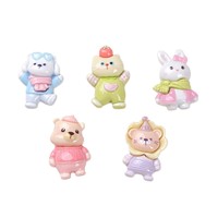 Breloques en résine DIY Lapin et Ours de dessin animé, accessoires animaux printaniers pour pinces à cheveux, coques de téléphone, boucles de chaussures