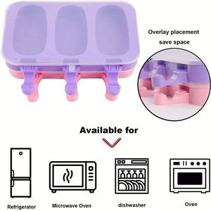 Moldes de paletas de silicona, molde creativo de dibujos animados, moldes de hielo caseros con tapa para paletas de hielo Diy, 3 cavidades - Product Image 5